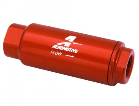 40 Micron Red Fuel Filter with 3/8 NPT Ports & Cellulose Element