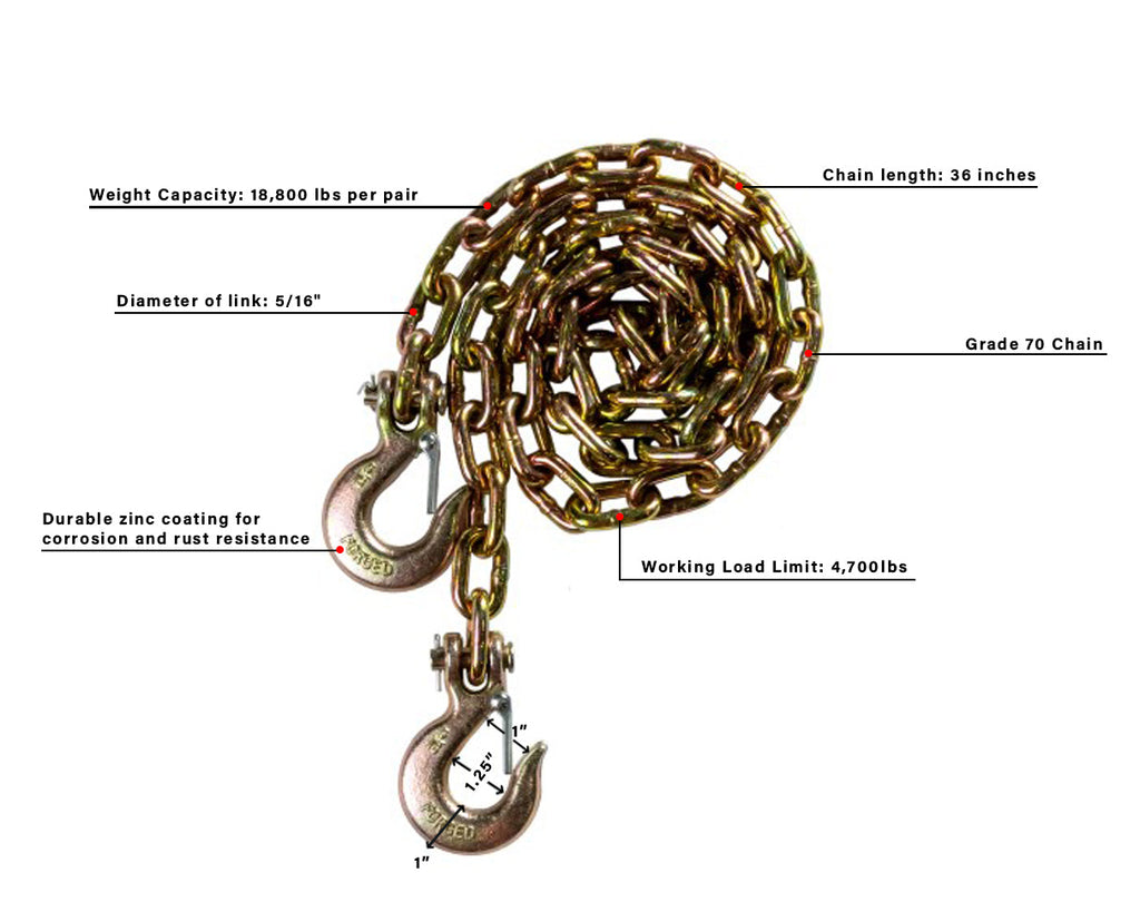 BulletProof Medium Duty 5/16" Safety Chains (Pair)
