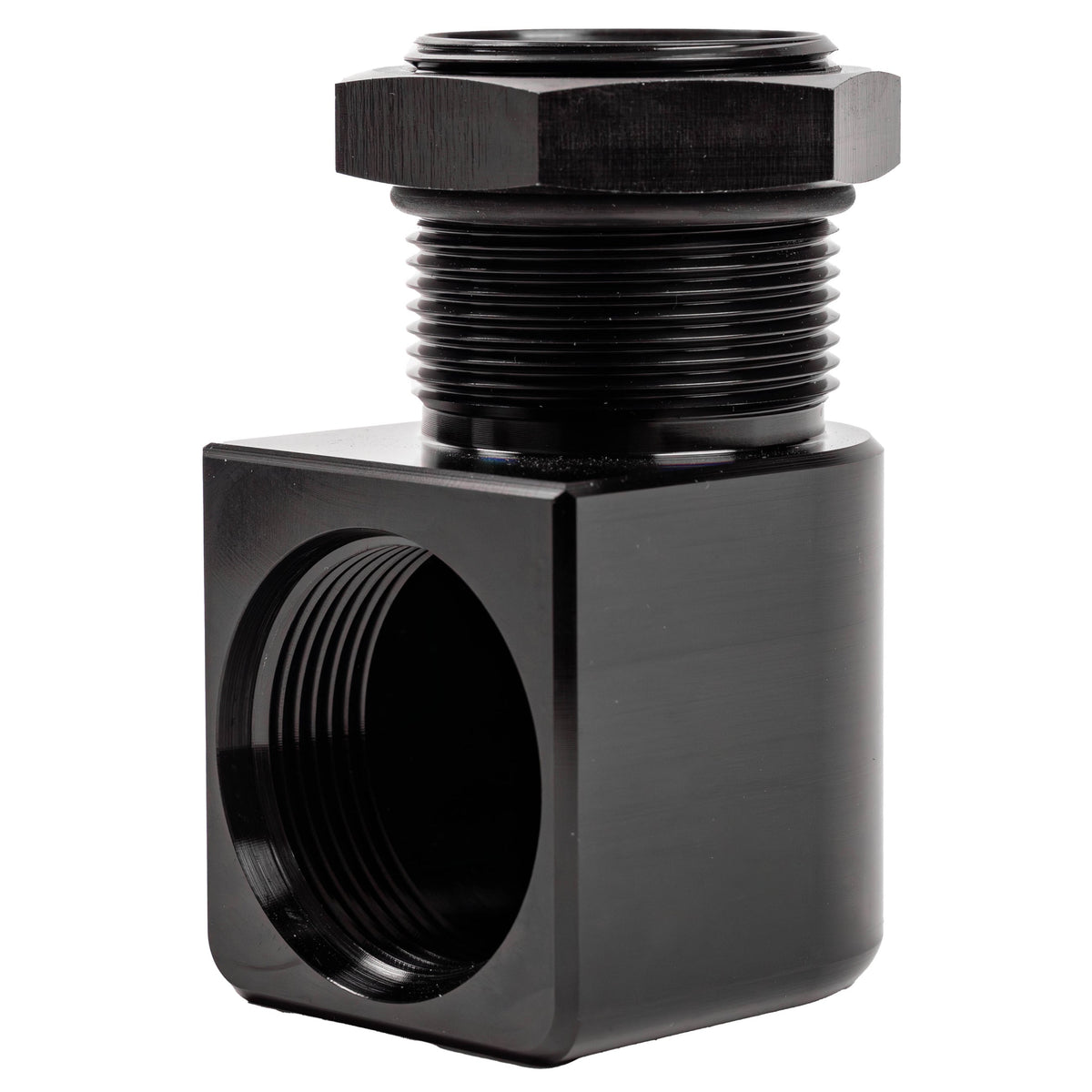 Adapter, Radiator Outlet, 90-Deg, AN-20, M-F