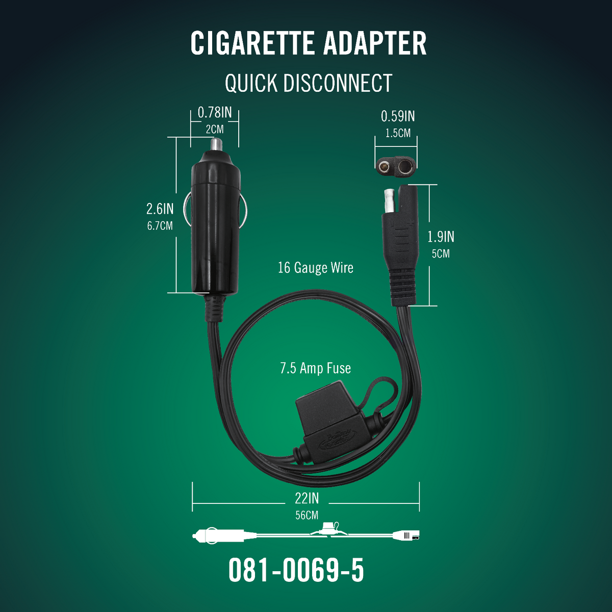 Quick Disconnect 12V Outlet Adapter Cable