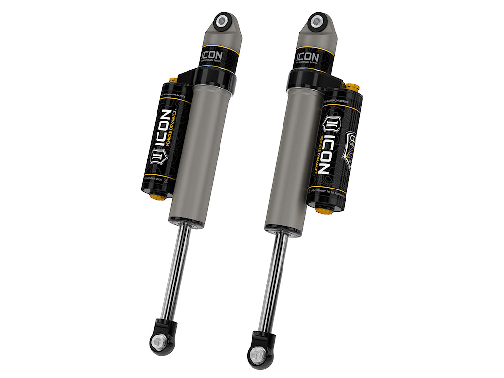 ICON 2001-2026 GM 2500/3500 HD, 0-1" Lift/2007-2018 GM 1500, 4" Lift, Rear, V.S. 2.5 Aluminum Series Shock Absorbers, Piggyback Reservoir w/ CDCV, Pair