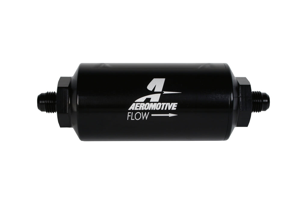 100 Micron Black Fuel Filter with Male AN-06 Ports & Stainless Mesh Element
