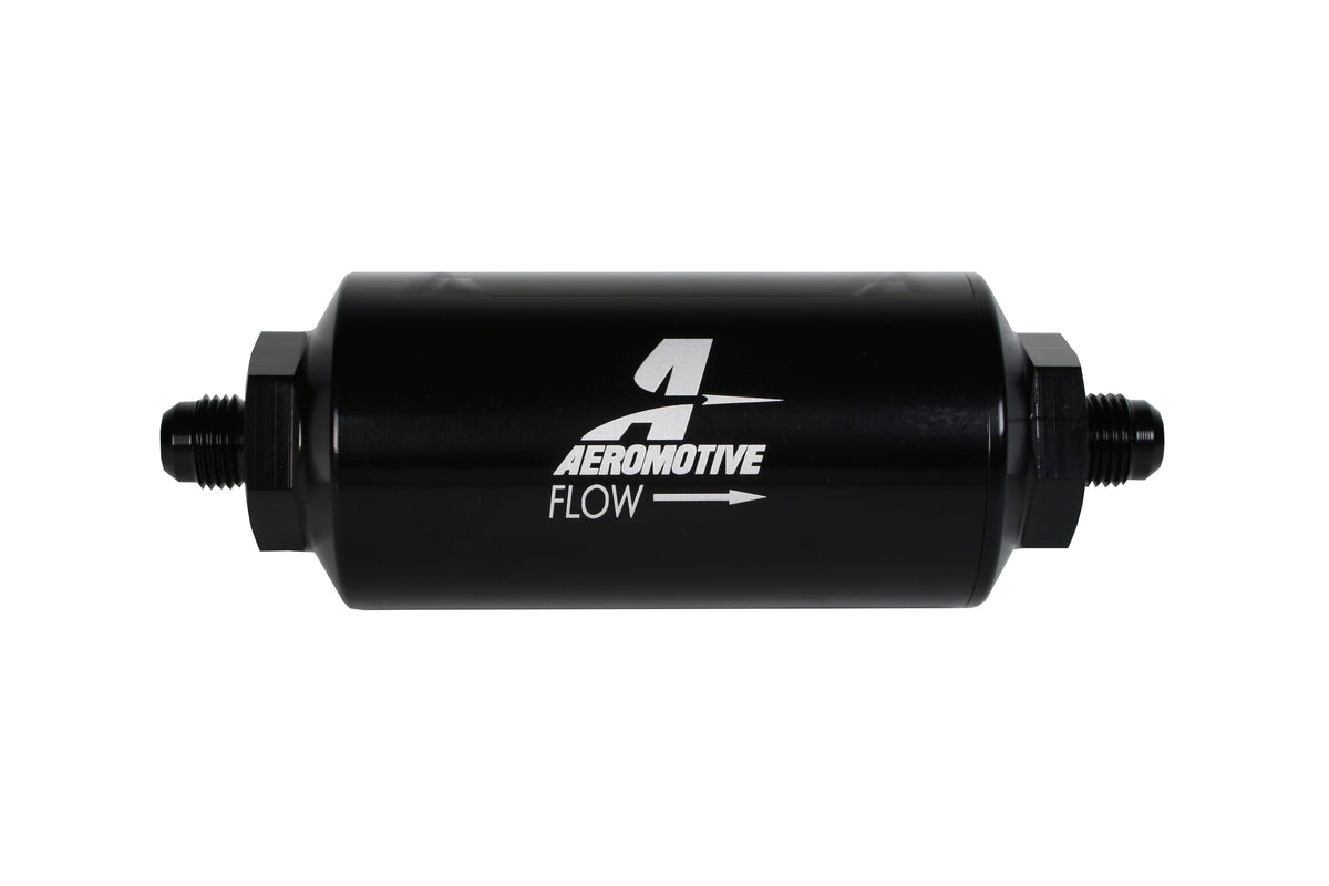 100 Micron Black Fuel Filter with Male AN-06 Ports & Stainless Mesh Element