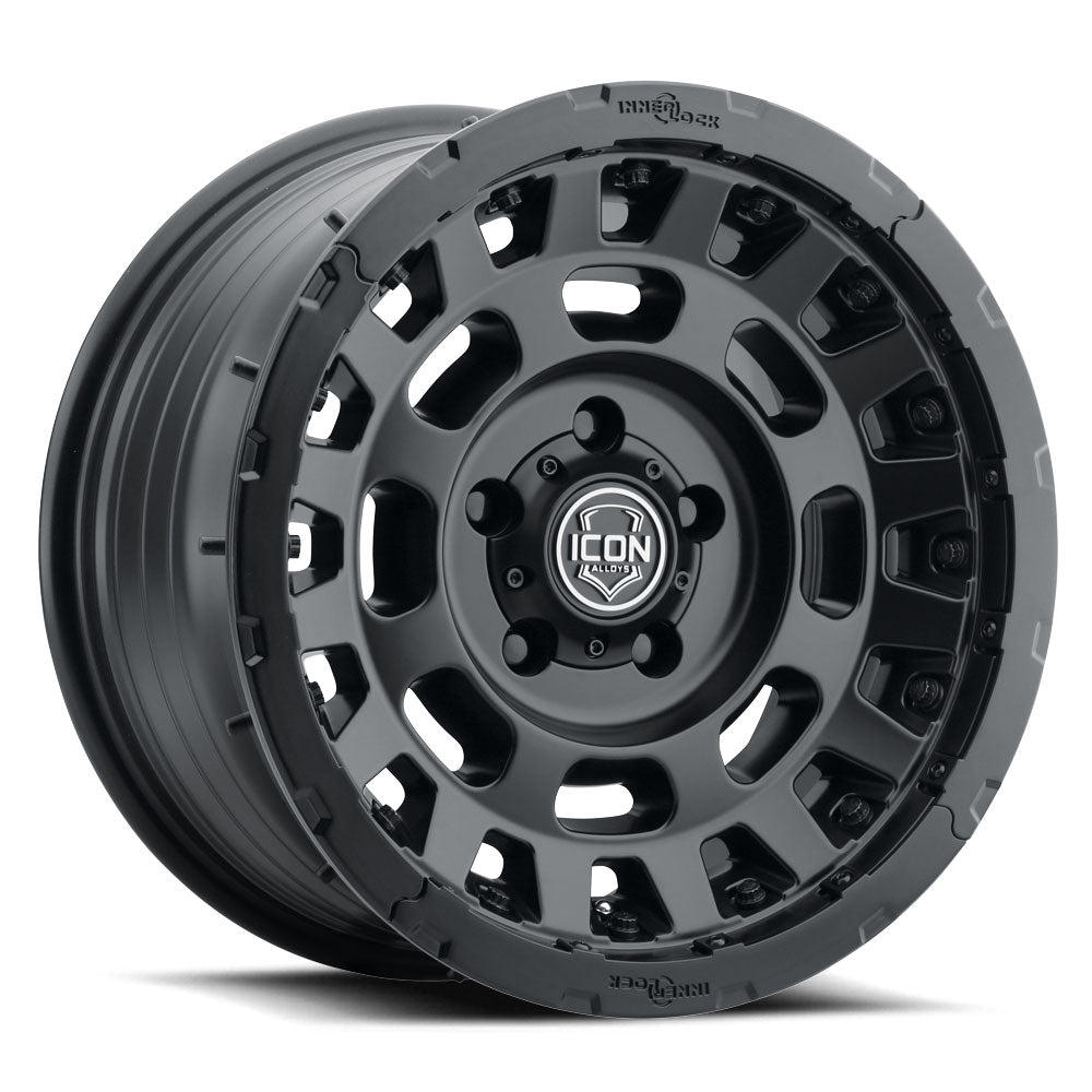 ICON Alloys Hammer Pro, Satin Black, 17 x 8.5 / 6 x 5.5, 25mm Offset, 5.75" BS
