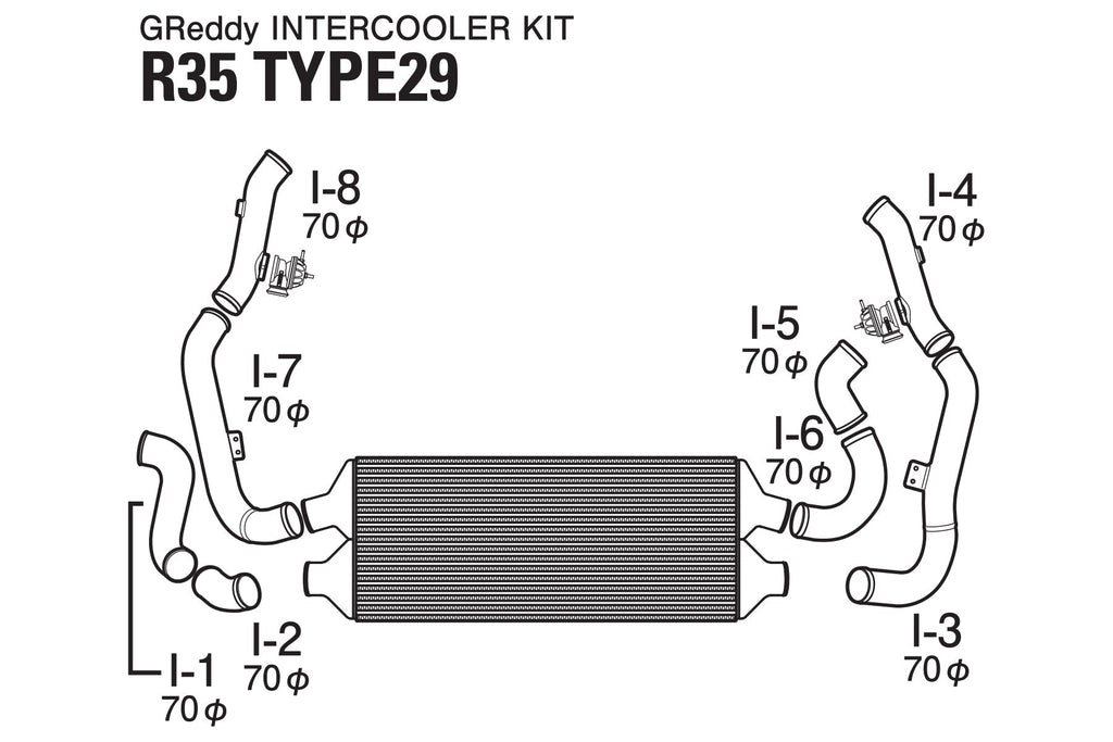 GREDDY INTERCOOLER  KIT T-29F FOR GREDDY INTAKE MANI. W/ FV2 - R35  - (12020221)