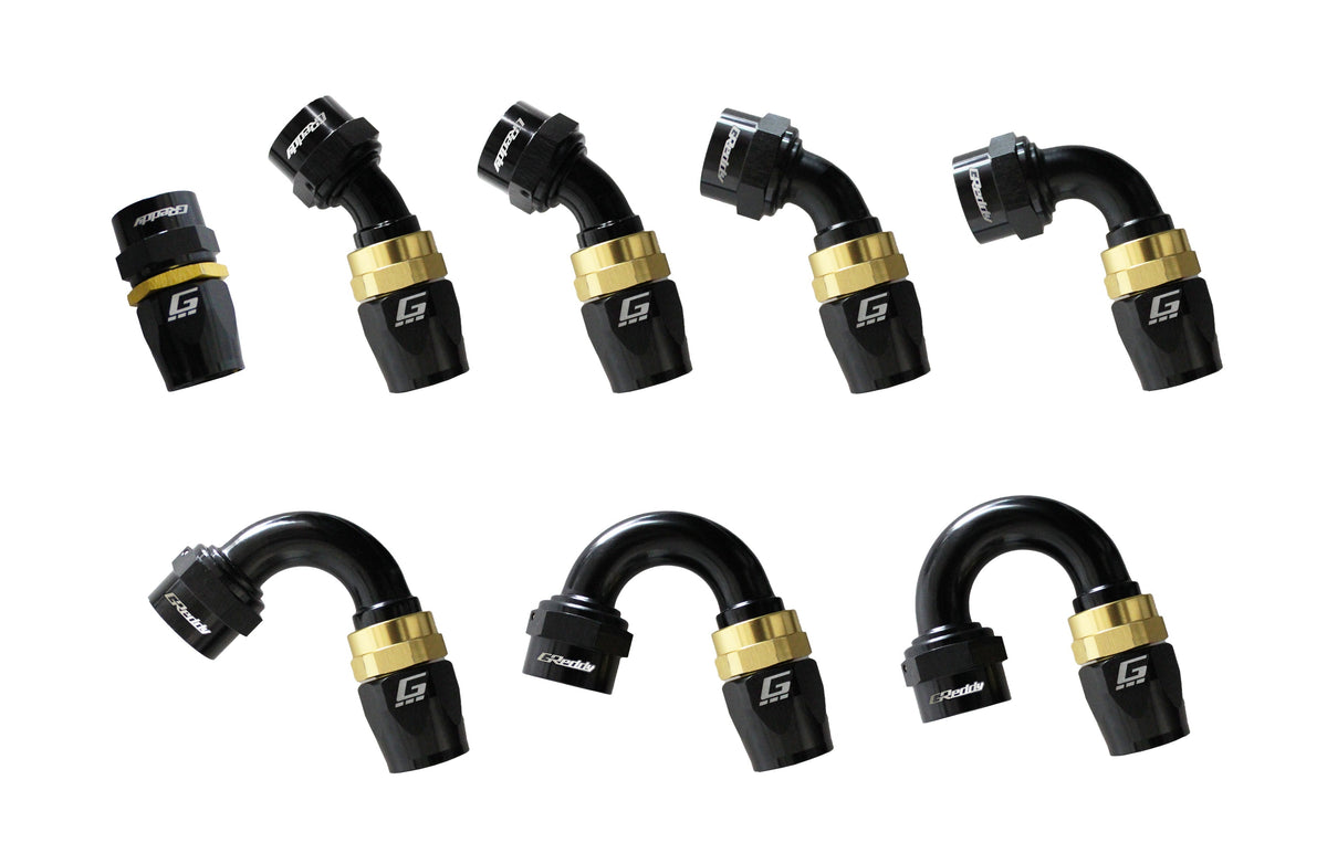 GReddy -08 AN Swivel Hose End - Black / Gold anodized