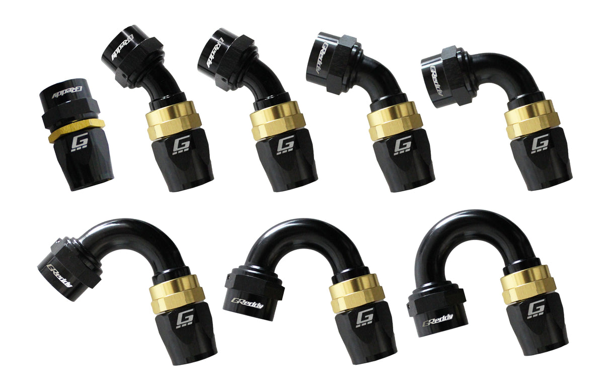 GReddy -10 AN Swivel Hose End - Black / Gold anodized