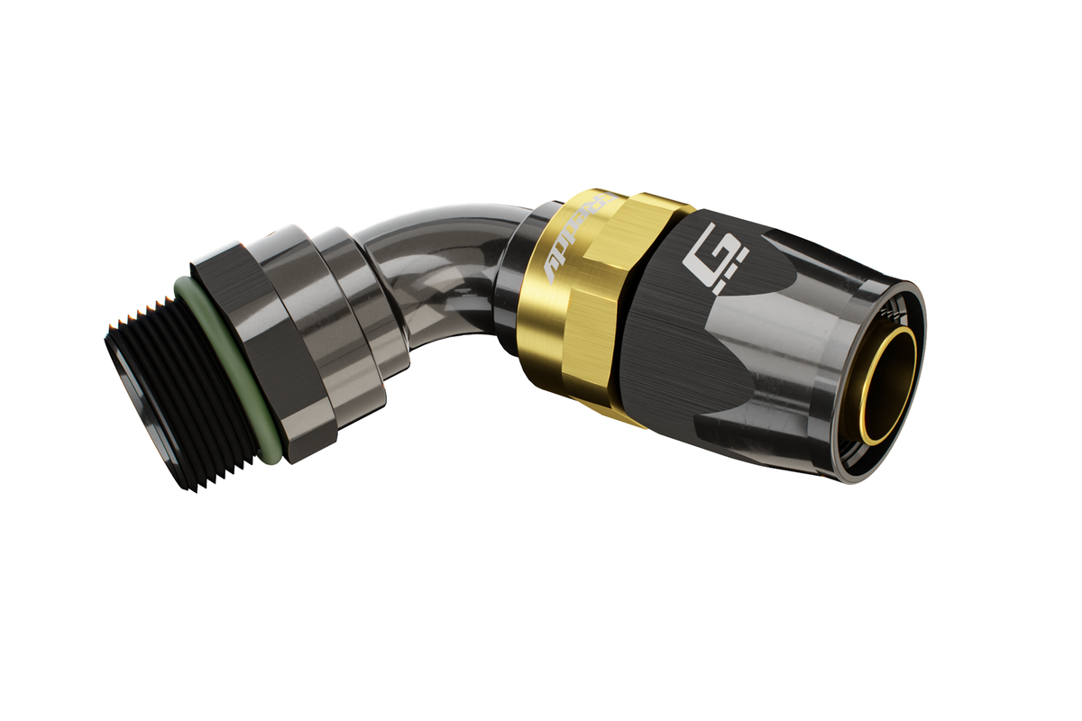 GReddy -10 ORB male Swivel Hose End(s) - Black / Gold anodized