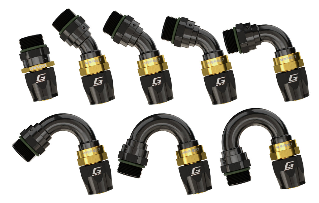 GReddy -10 ORB male Swivel Hose End(s) - Black / Gold anodized