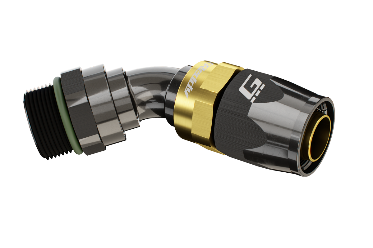 GReddy -12 ORB male Swivel Hose End(s) - Black / Gold anodized