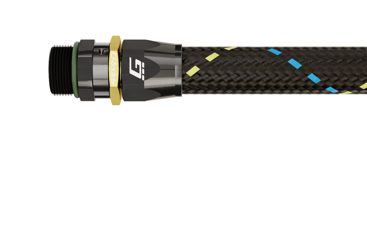 GREDDY ORB MALE STRAIGHT AN HOSE END(s) - BLACK/GOLD - (1210600 12810800 12811000 12811200)