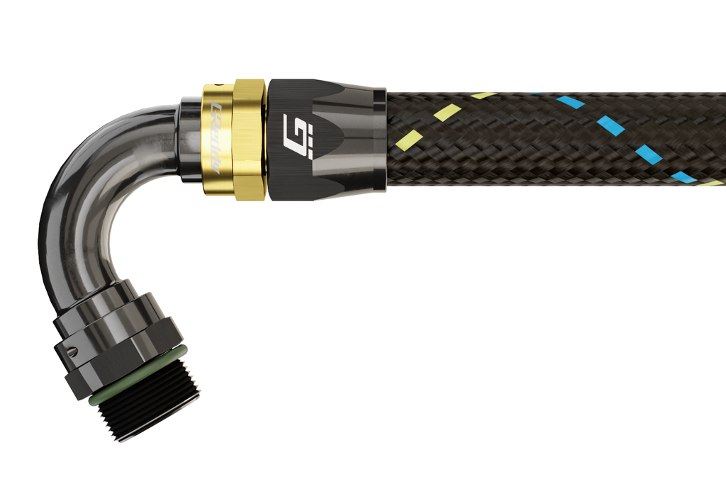 GREDDY ORB MALE 120 DEG. AN HOSE END(s) - BLACK/GOLD - (12810612 12810812 12811012 12811212)