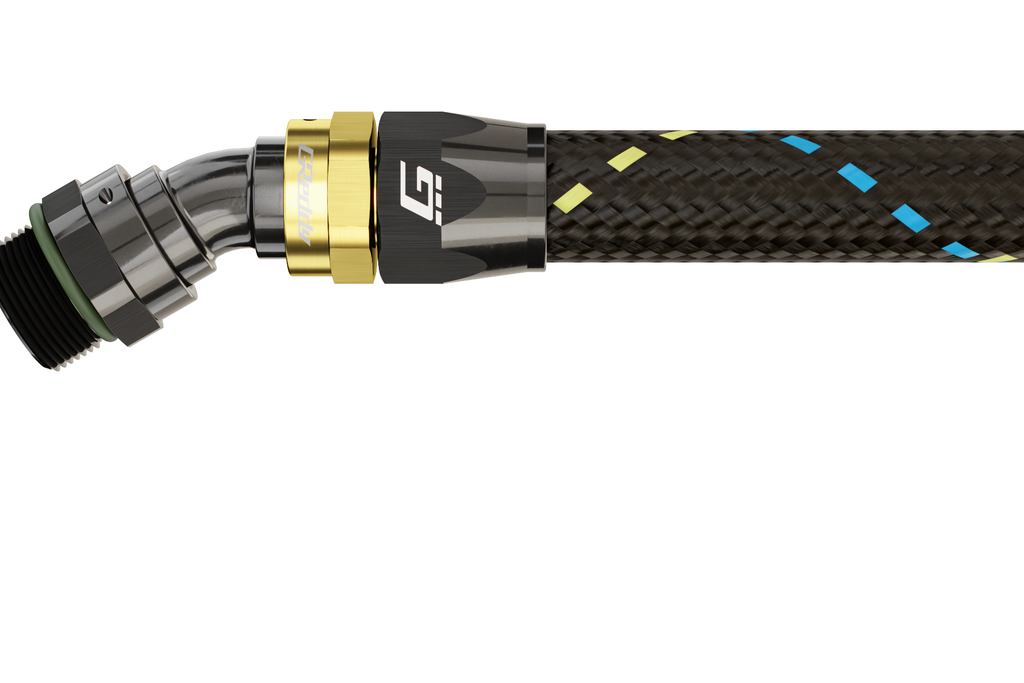 GREDDY ORB MALE 30 DEG. AN HOSE END(s) - BLACK/GOLD - (12810630 12810830 12811030 12811230)