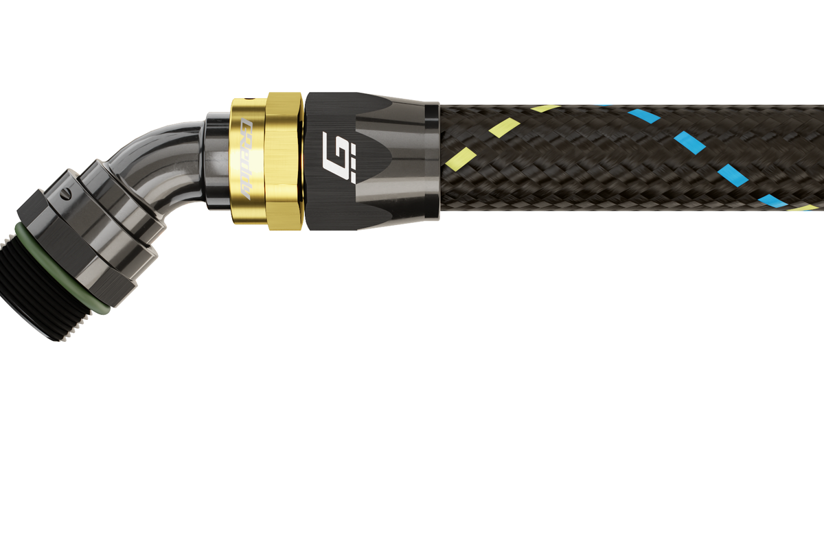 GREDDY ORB MALE 45 DEG. AN HOSE END(s) - BLACK/GOLD - (12810645 12810845 12811045 12811245)