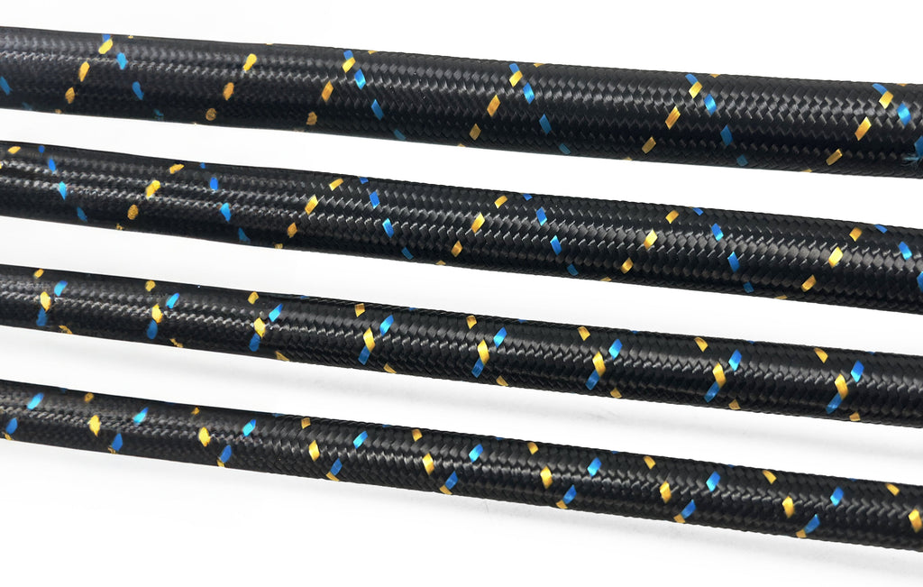 GReddy -12 Nylon Braided Hose (per/ft) - Black / Gold / Blue