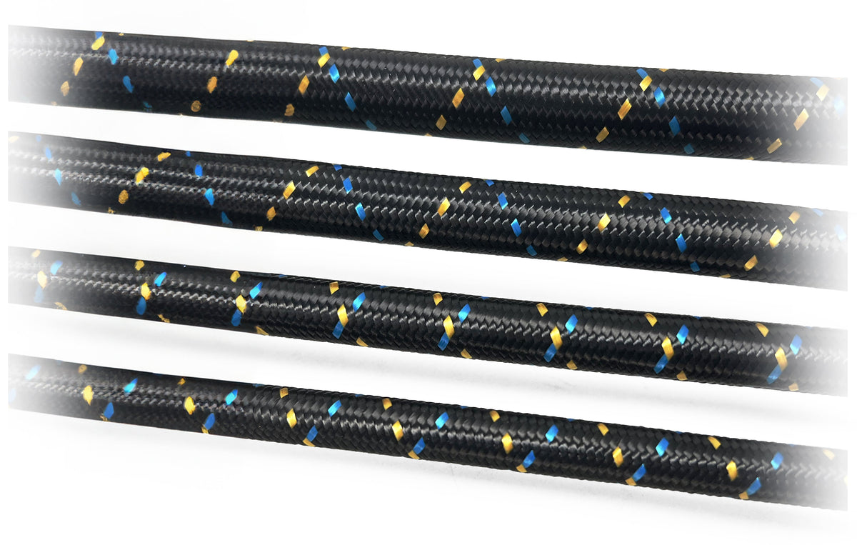 GReddy -12 Nylon Braided Hose (per/ft) - Black / Gold / Blue