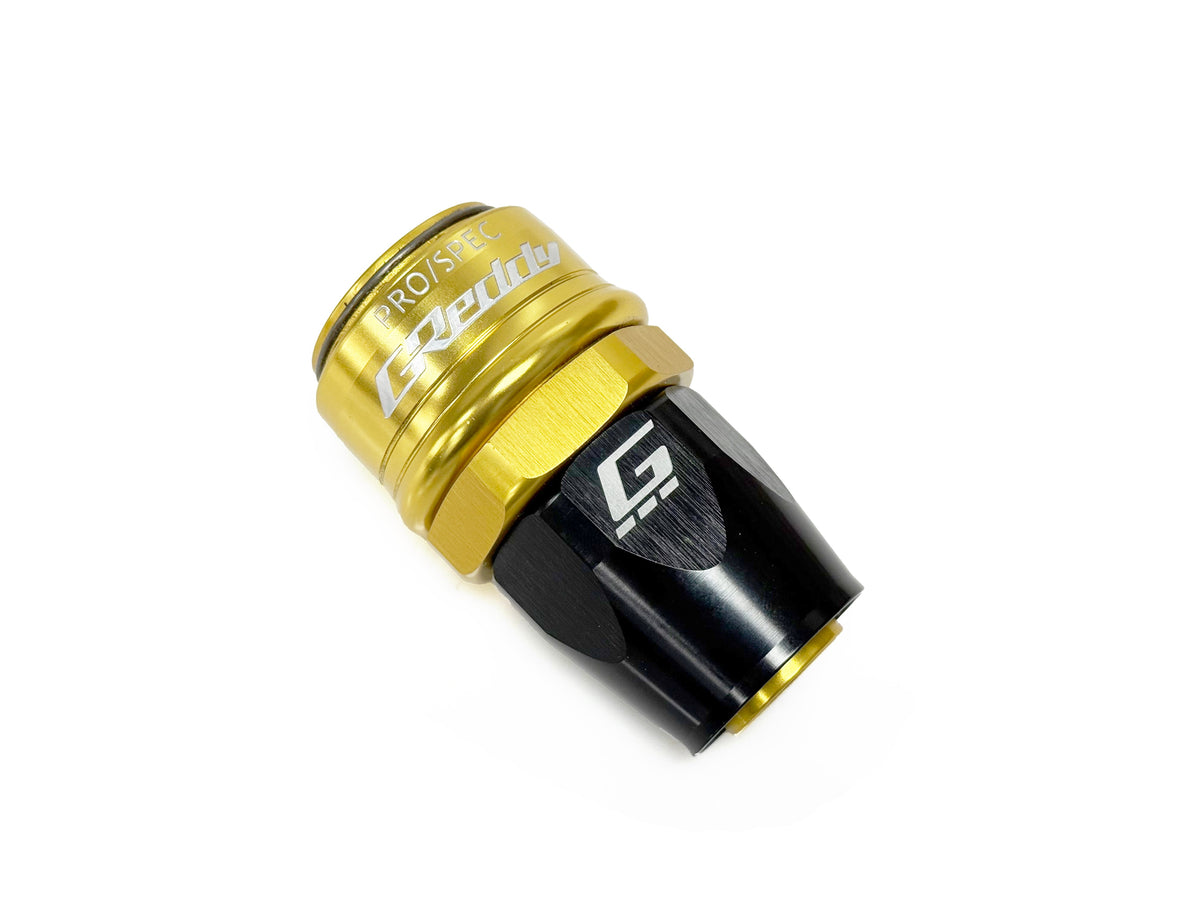GREDDY PRO/SPEC STRAIGHT QUICK-RELEASE HOSE END(s) - BLACK/GOLD - (12860400 12860600 12860800 12861000 12861200 12861600 12862000)
