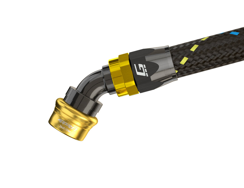 GREDDY PRO/SPEC 45 DEG. QUICK-RELEASE HOSE END(s) - BLACK/GOLD - (12860445 12860645 12860845 12861045 12861245 12861645 12862045)
