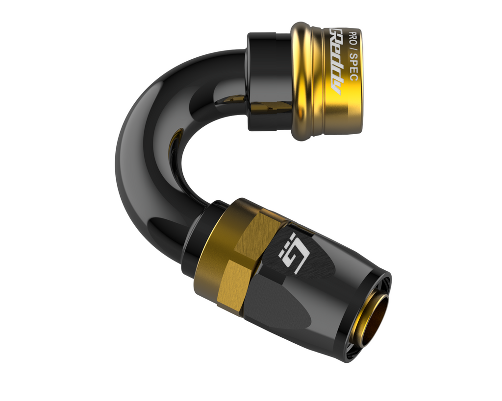 GREDDY PRO/SPEC 150 DEG. QUICK-RELEASE HOSE END(s) - BLACK/GOLD - (12860415 12860615 12860815 12861015 12861215 1281615 12862015)
