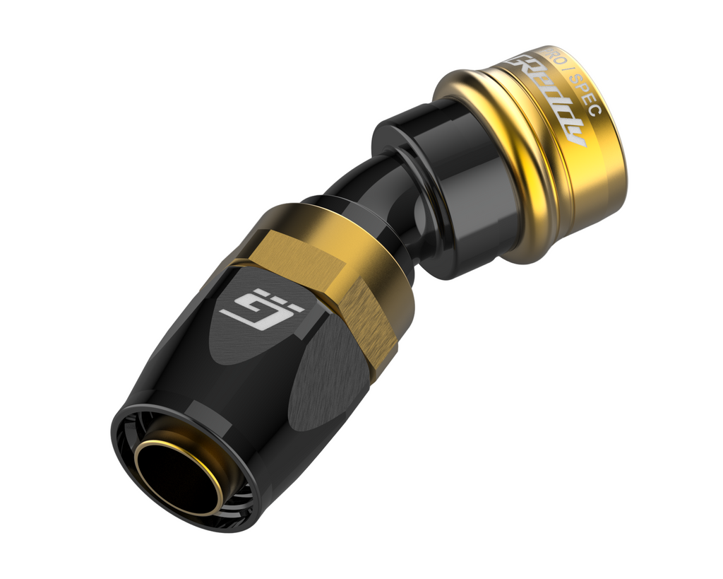 GREDDY PRO/SPEC 30 DEG. QUICK-RELEASE HOSE END(s) - BLACK/GOLD - (12860430 12860630 12860830 12861030 12861230 12861630 12862030)