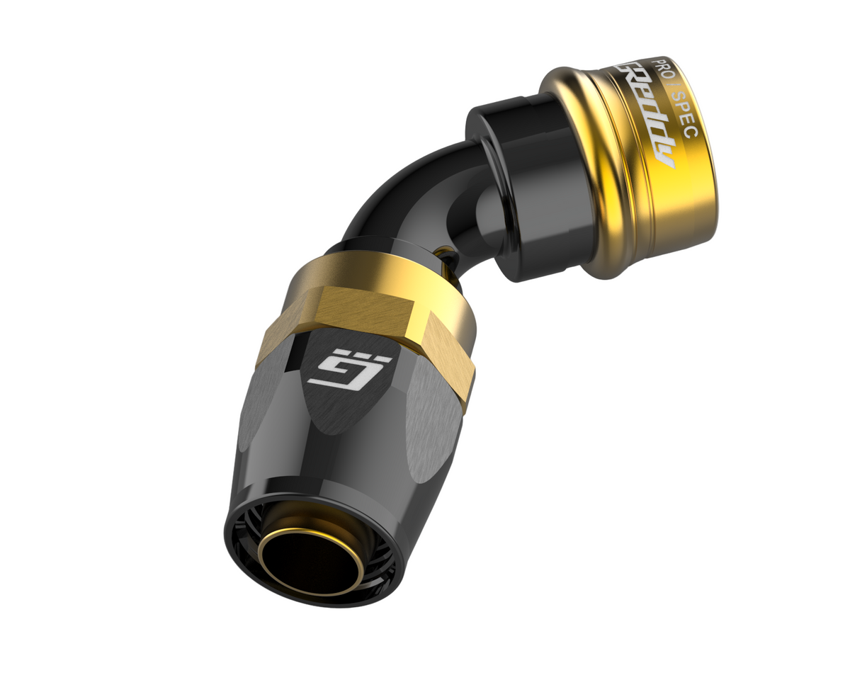 GREDDY PRO/SPEC 60 DEG. QUICK-RELEASE HOSE END(s) - BLACK/GOLD - (12860460 12860660 12860860 12861060 12861260 12861660 128602060)