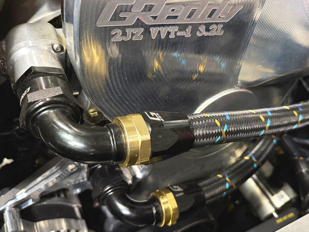 GReddy -16 Nylon Braided Hose (per/ft) - Black / Gold / Blue
