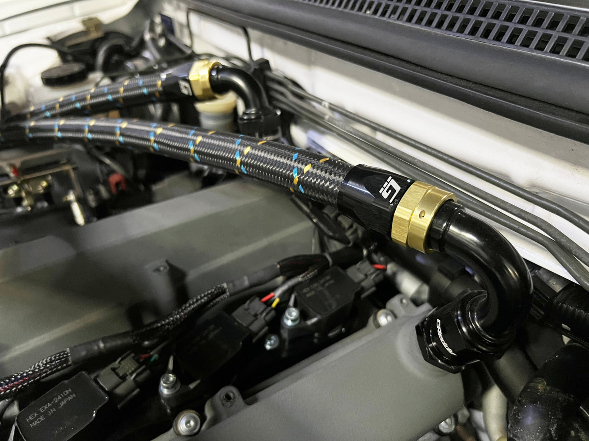 GREDDY 150 DEG. AN HOSE END(s) - BLACK/GOLD - (12800415 12800615 12800815 12801015 12801215 12801615)