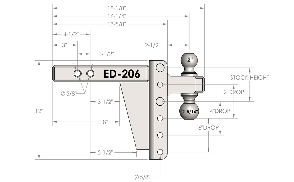 BulletProof 2.0" Extreme Duty 6" Drop/Rise Hitch