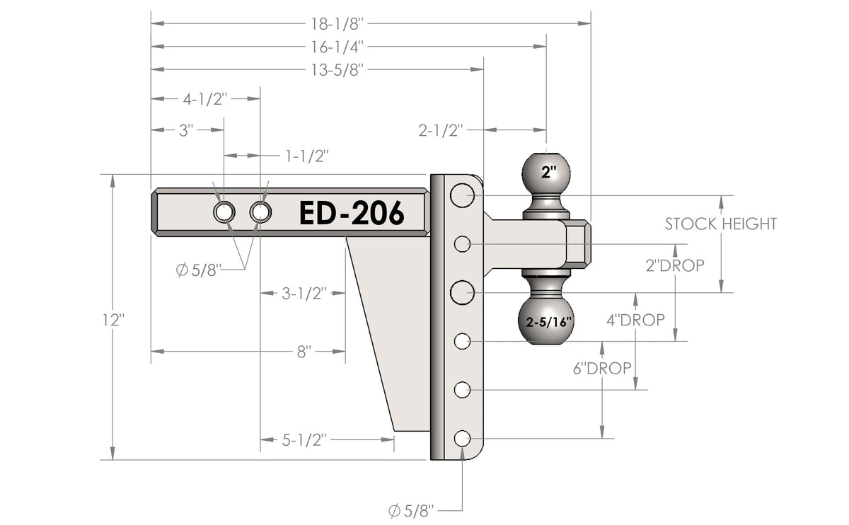 BulletProof 2.0" Extreme Duty 6" Drop/Rise Hitch