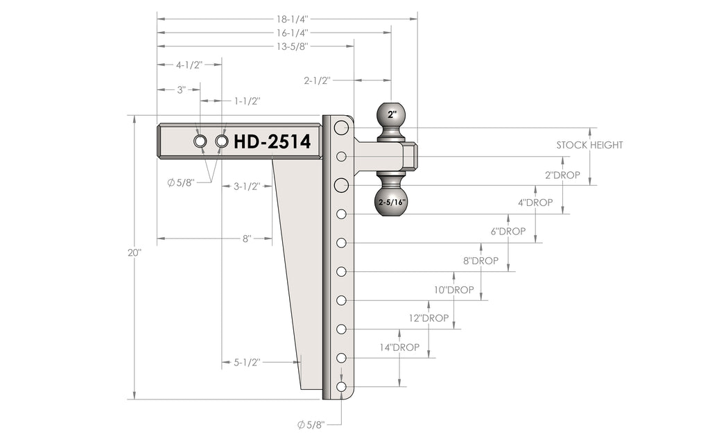 BulletProof 2.5" Heavy Duty 14" Drop/Rise Hitch