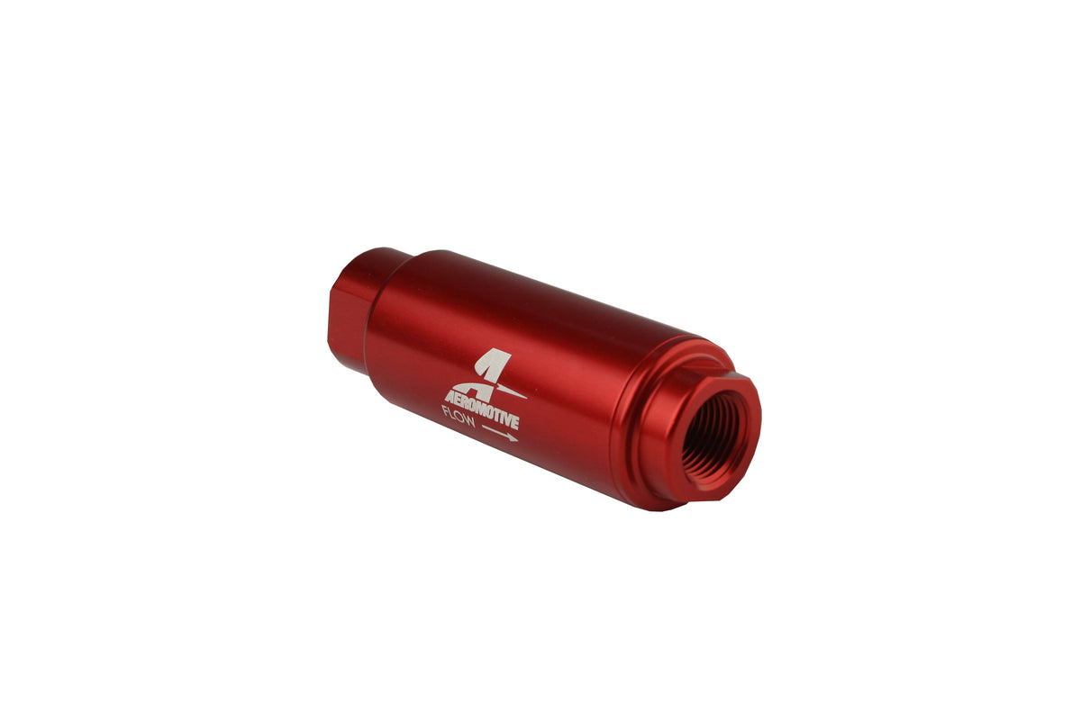 100 Micron Red Fuel Filter with 3/8 NPT Ports & Stainless Mesh Element