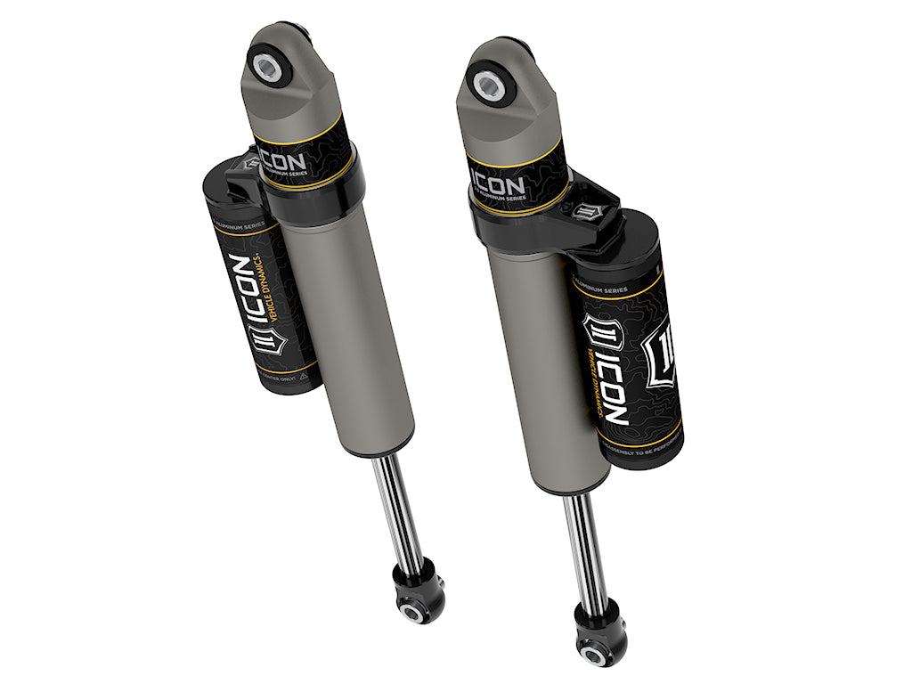 ICON 2001-2026 GM 2500/3500 HD, 0-1" Lift/2007-2018 GM 1500, 4" Lift, Rear, V.S. 2.5 Aluminum Series Shock Absorbers, Piggyback Reservoir, Pair