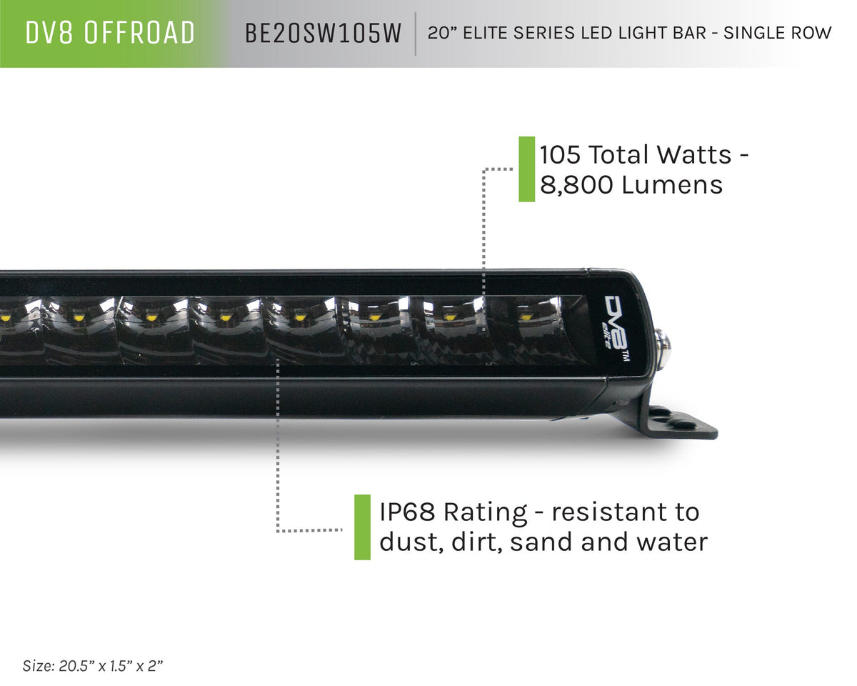 20-Inch Elite Series LED Light Bar | Single Row
