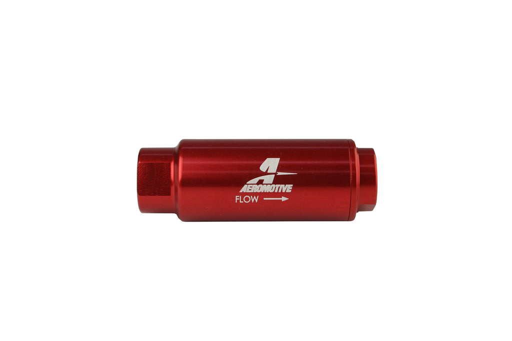 100 Micron Red Fuel Filter with 3/8 NPT Ports & Stainless Mesh Element