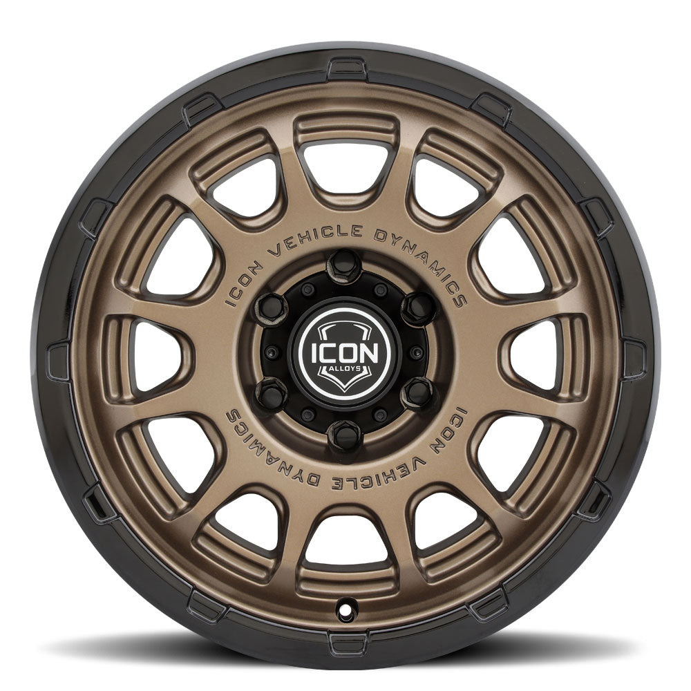 ICON Alloys Rancho, Satin Bronze w/ Gloss Black Lip, 17 x 8.5 / 6 x 135, 6mm Offset, 5" Backspace