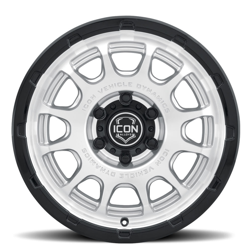 ICON Alloys Rancho, Silver Machined w/ Gloss Black Lip, 17 x 8.5 / 5 x 150, 25mm Offset, 5.75" Backspace