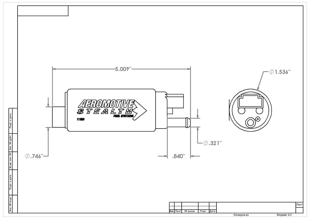 340 LPH In-Tank Fuel Pump, GM Style Inlet