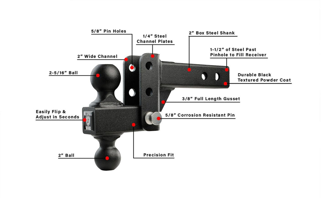 BulletProof 2.0" Light Duty 2" Drop/Rise Hitch