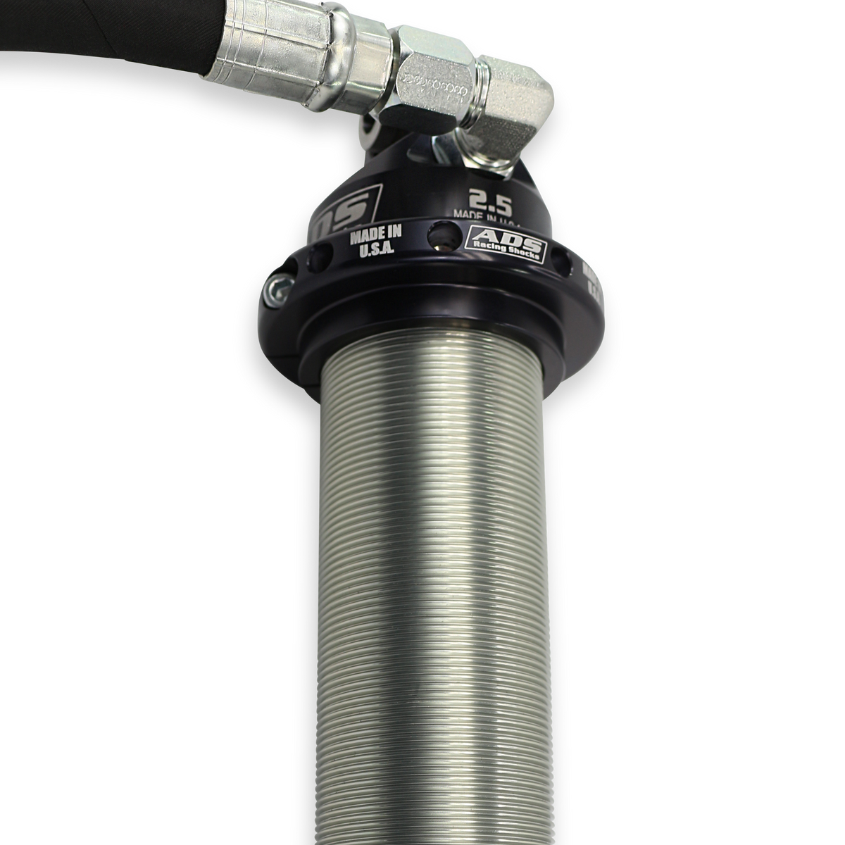 ADS 2.5" x 8" Stroke Coil-over Race Shock with Remote Reservoir (90 Degree Hose) +1" Rod End with Compression Adjuster