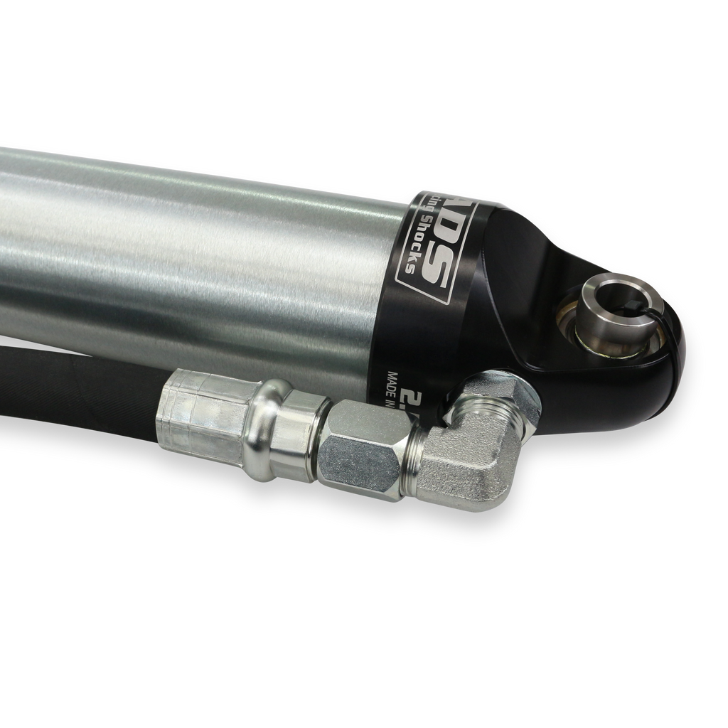 ADS 2.5" x 12" Stroke Smooth Body Race Shock Remote Reservoir with Compression Adjuster Welded Eye (Straight Hose)
