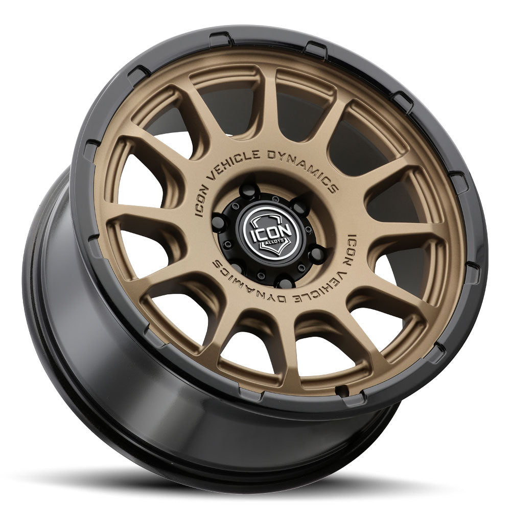 ICON Alloys Rancho, Satin Bronze w/ Gloss Black Lip, 20 x 9 / 5 x 150, 16mm Offset, 5.625" BS