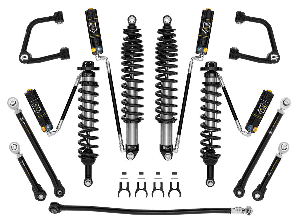 ICON 2021-2026 Ford Bronco, Non-Sasquatch, 3-4" Lift, Stage 7 Suspension System, CDXS, Tubular, Heavy Rate Rear Springs