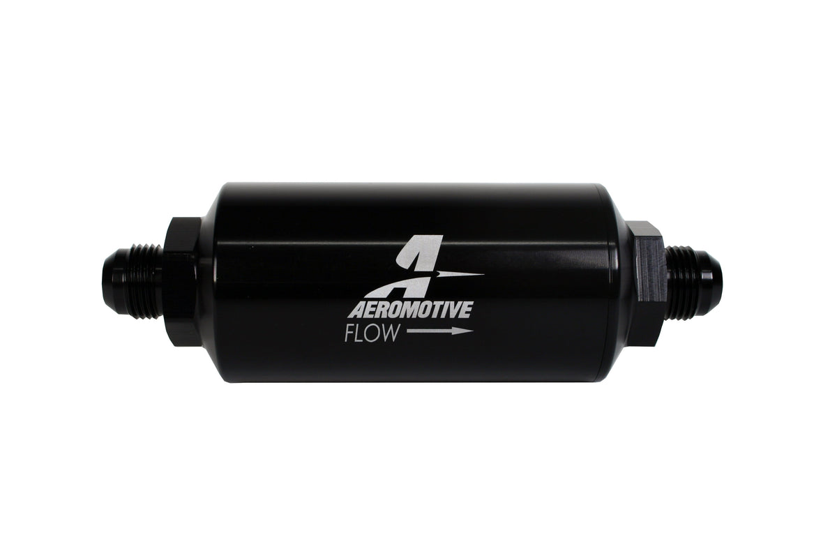 10 Micron Black Fuel Filter with AN-08 Male Ports & Microglass Element