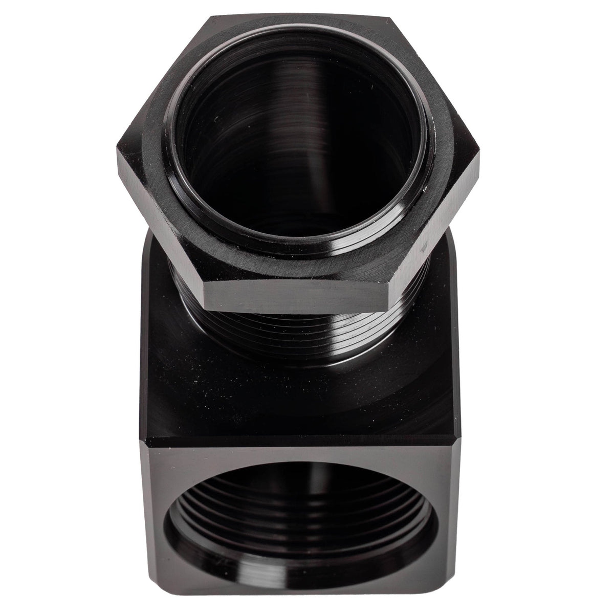 Adapter, Radiator Outlet, 90-Deg, AN-20, M-F