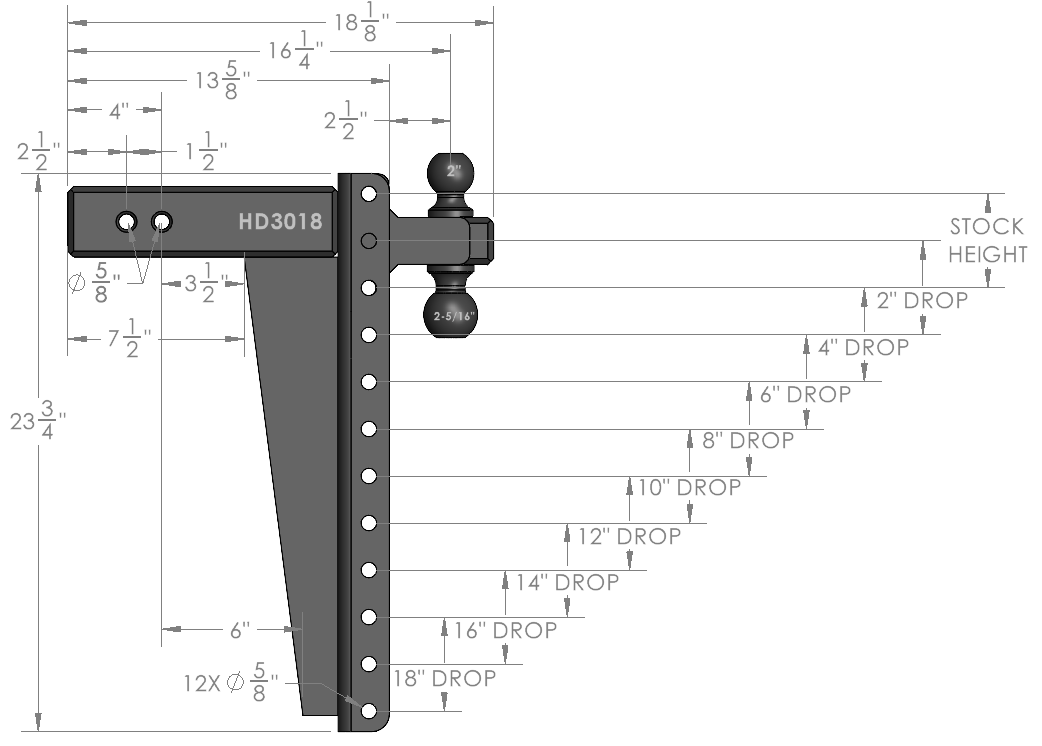 BulletProof 3.0" Heavy Duty 18" Drop/Rise Hitch
