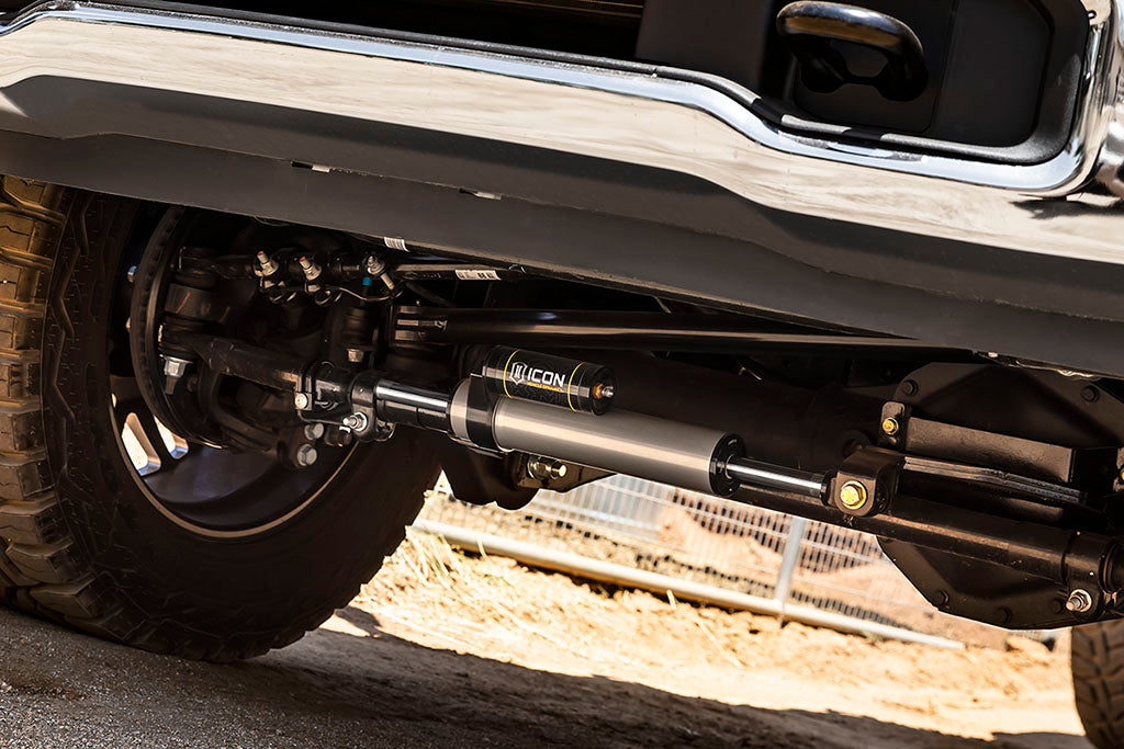 ICON 2023-2025 F-250/F-350 Ford Super Duty 4WD, 2.5 Centerline Steering Stabilizer Kit, Piggyback Reservoir