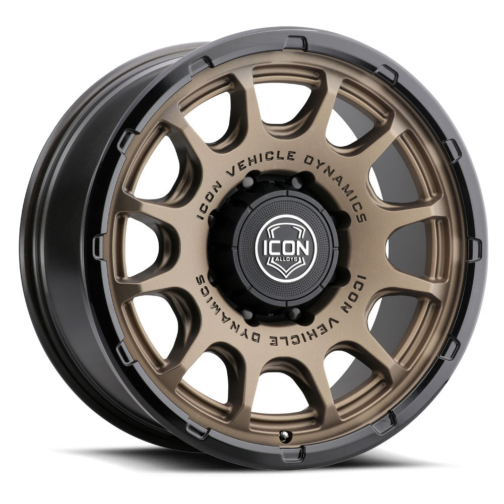 ICON Alloys Rancho, Satin Bronze w/ Gloss Black Lip, 20 x 9 / 8 x 170, 6mm Offset, 5.25" BS