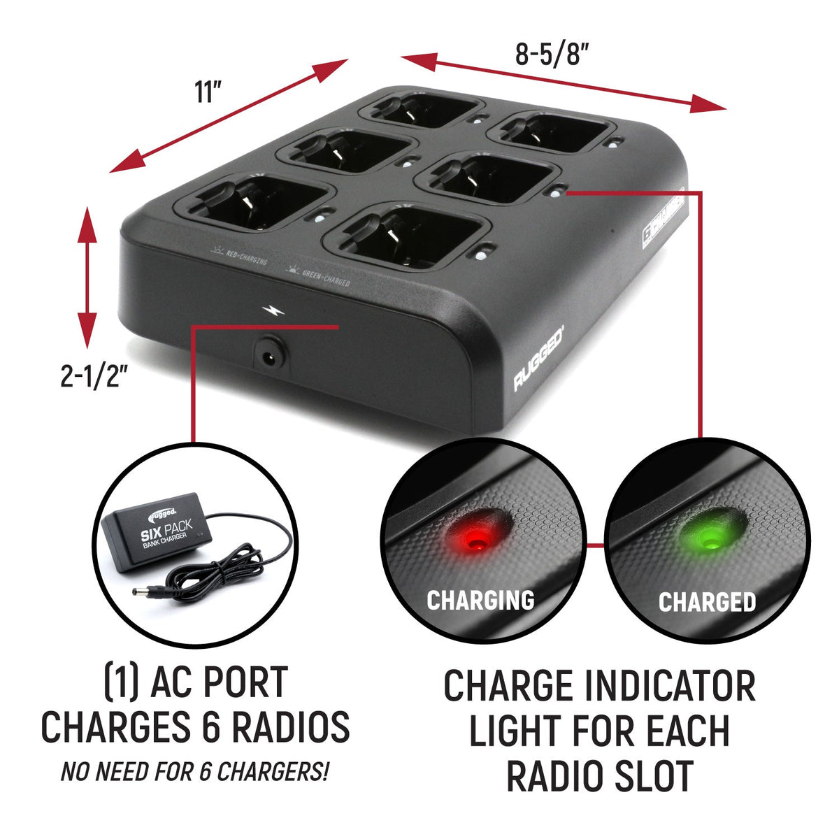 6-Pack Bank Charger for Handheld Radios