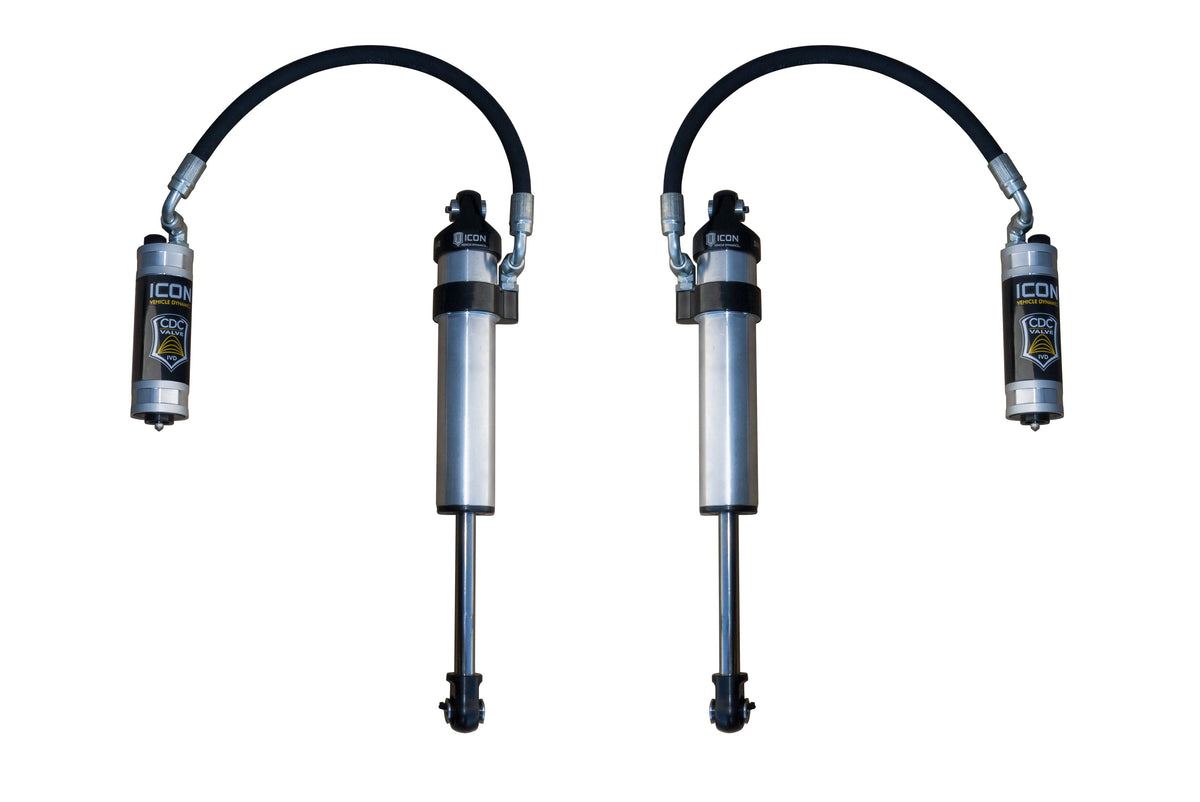 ICON 2003-2024 Toyota 4Runner/2005-2023 Toyota Tacoma/2007-2014 Toyota FJ Cruiser, Front, V.S. 2.5 Aluminum Series Shock Absorbers, Stock Width Secondary Shocks, Remote Reservoir w/ CDCV, Pair