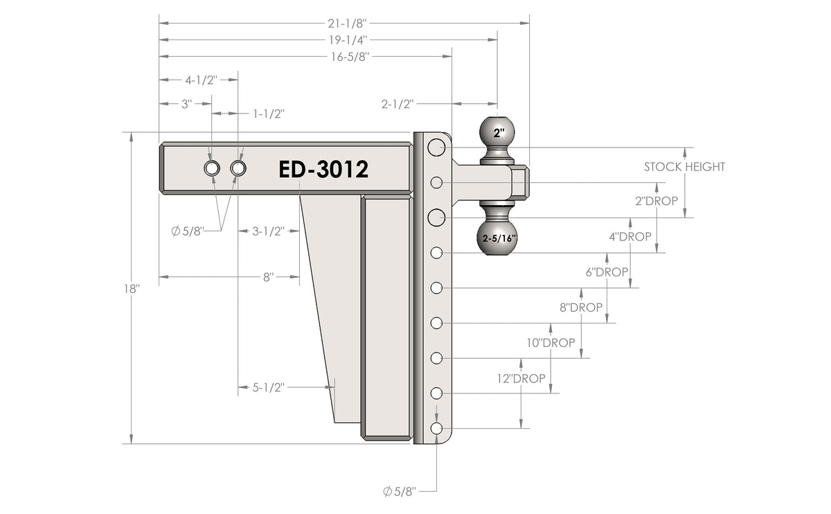 BulletProof 3.0" Extreme Duty 12" Drop/Rise Hitch